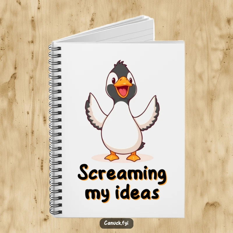 Funny Notebook: A loon joyfully calling out, depicted on a notebook for a humorous and functional writing companion.