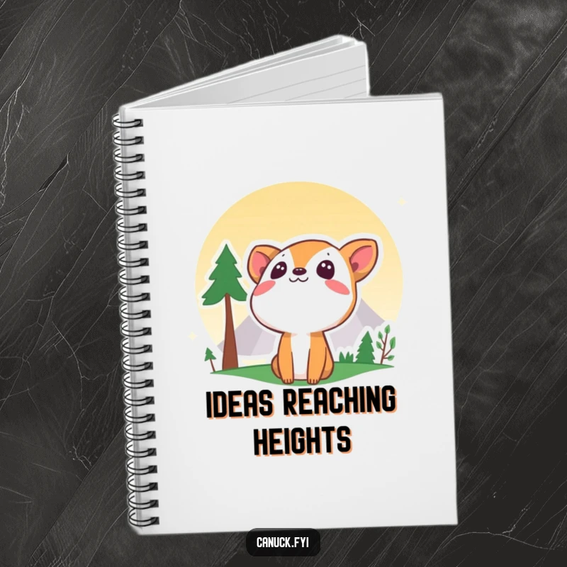 Funny curious animal mountain notebook for jotting down ideas inspired by nature's grand vistas.