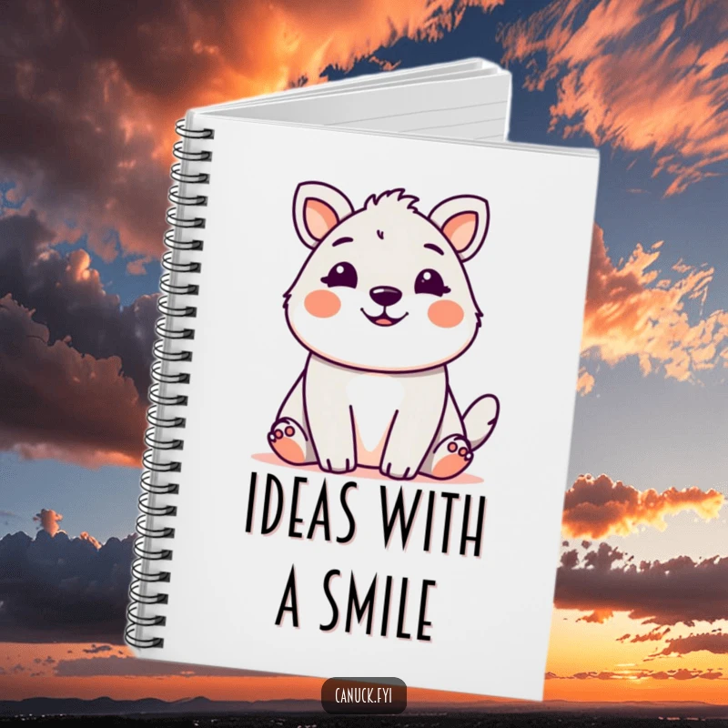 Cute animal with a friendly, welcoming grin, featured on a humorous notebook cover.