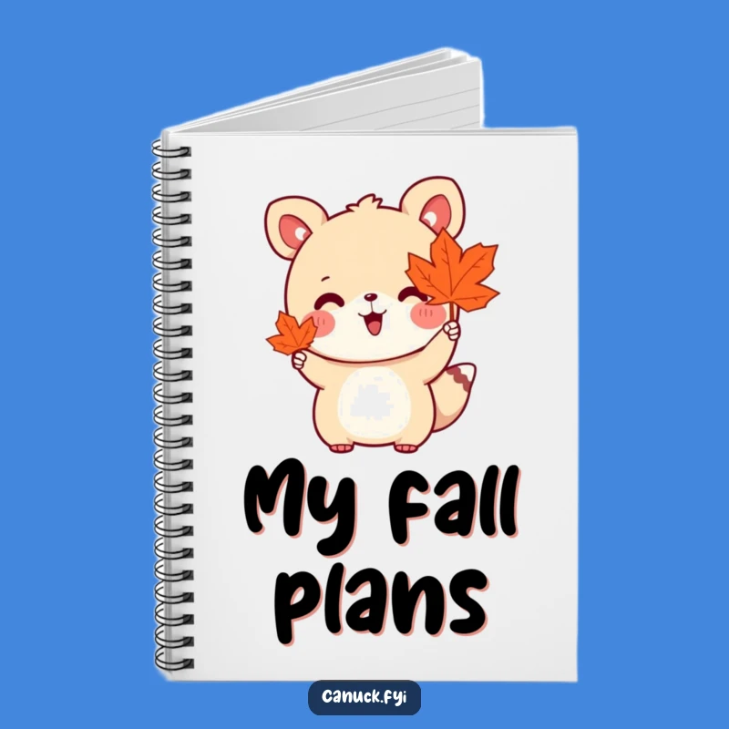 Funny Cute Animal Notebook - Maple Leaf Waving Fall Thoughts