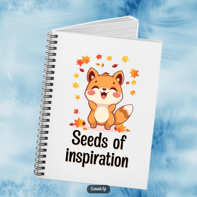 Funny happy animal maple seed notebook for jotting down autumn inspirations and happy thoughts.