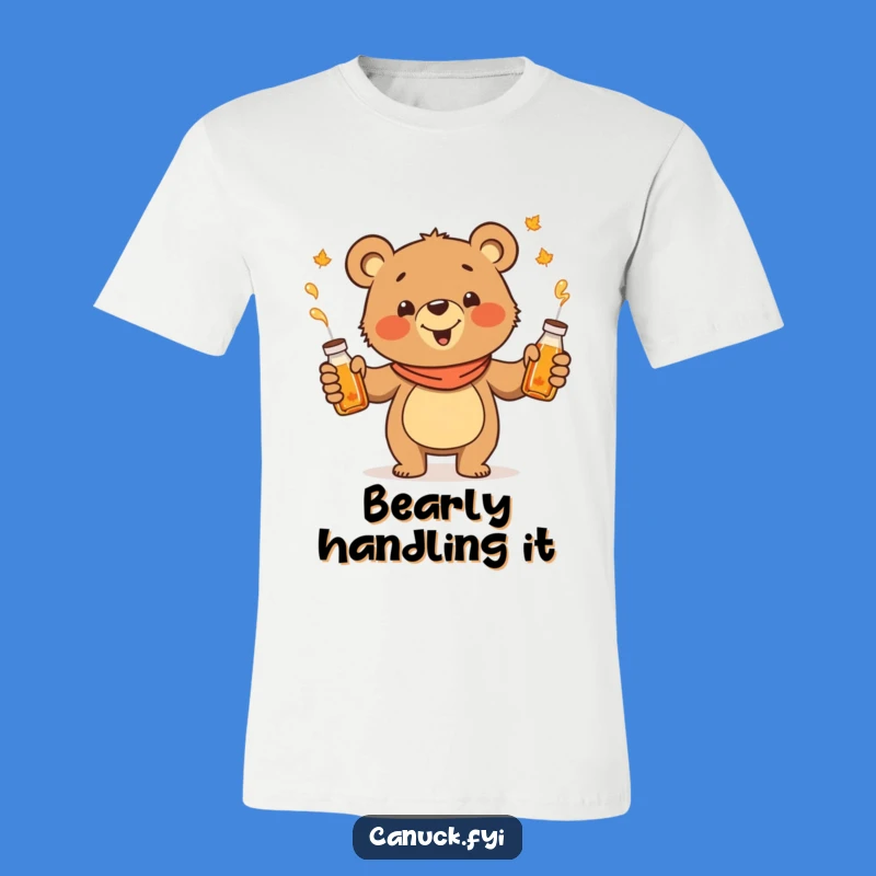 Funny Juggling Bear T-Shirt: Maple Syrup Cartoon Fun Gift