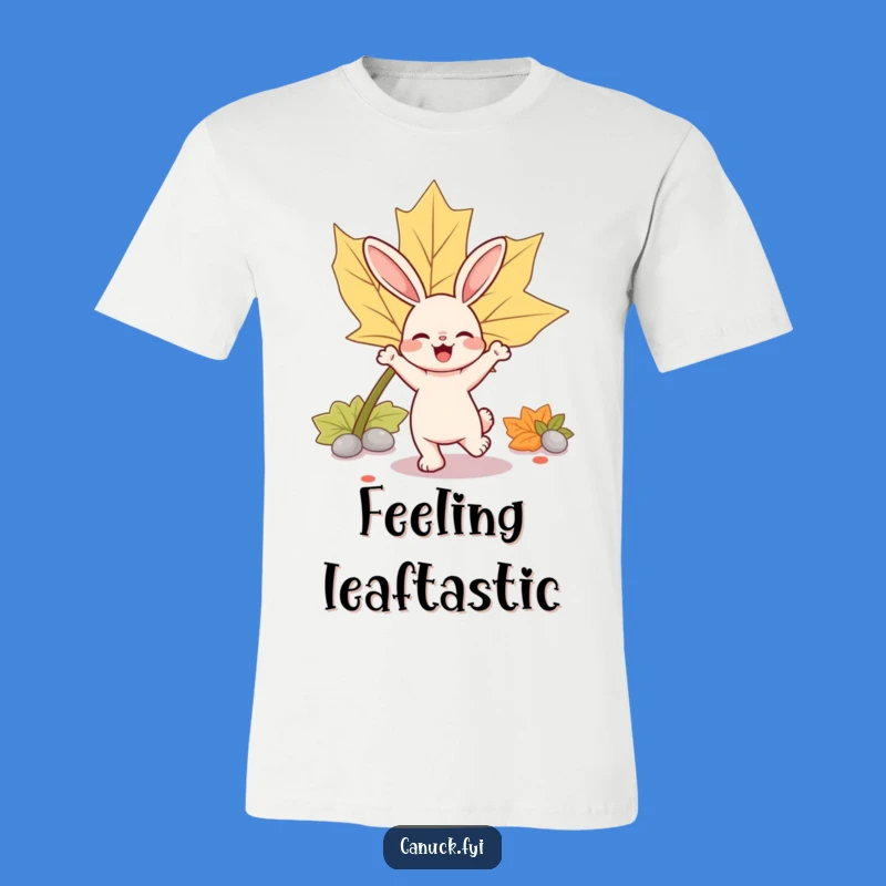 Funny Rabbit Maple Leaf T-Shirt: Dance with Joyful Flair