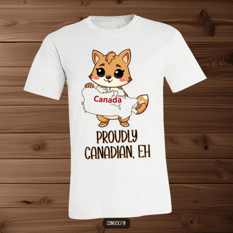 Funny T-shirt: A stylized animal confidently poses with a map of Canada, embodying adventure and national pride.