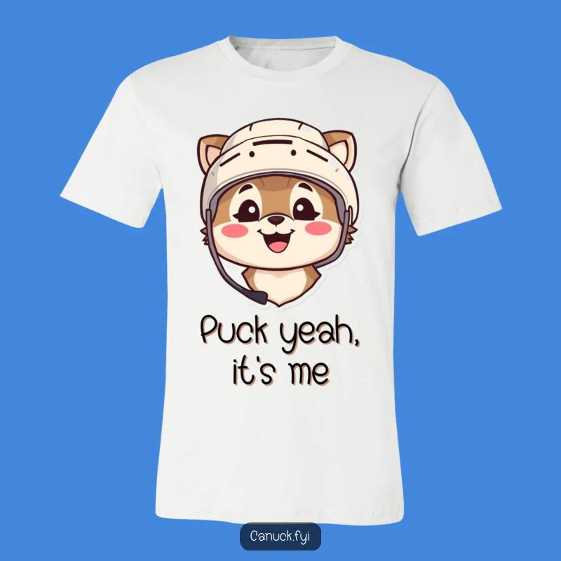 Funny Hockey T-Shirt: Animal Player Helmet Smile, Sports Tee