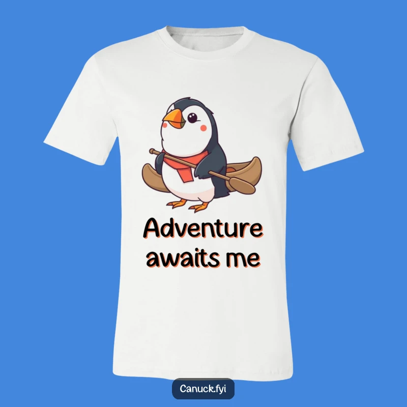 Funny Puffin Canoe T-Shirt - Determined Bird Adventure Apparel Gift