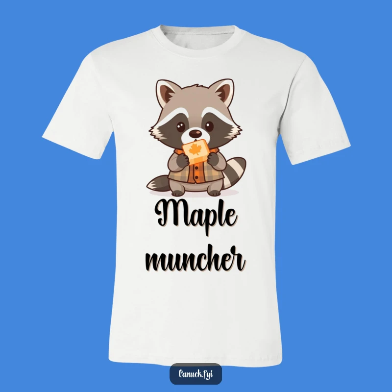 Funny Raccoon Lumberjack T-Shirt: Cute Maple Candy Offering, Humorous Woodland Tee