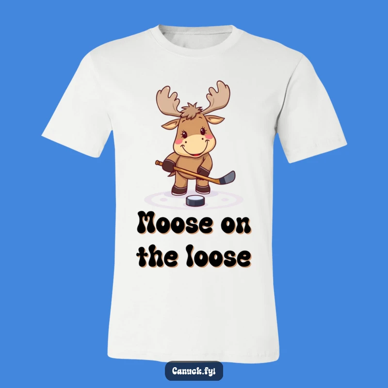 Funny Hockey Moose T-Shirt: Playful Puck Tap Tee Gift
