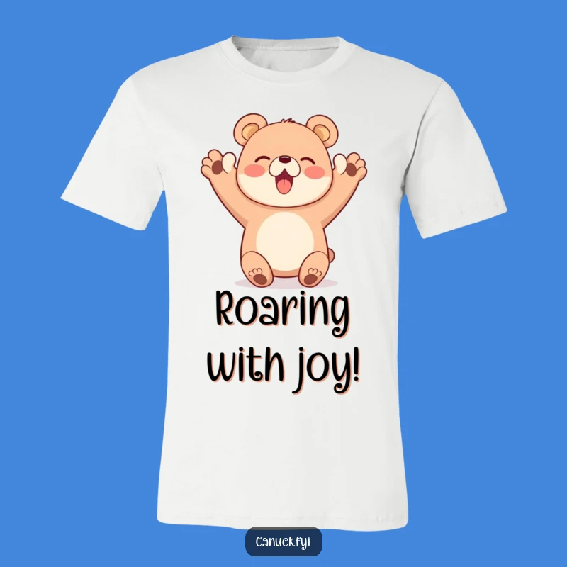 Funny Bear Cheer T-Shirt - Happy Paws Up, Enthusiastic Fan Gift
