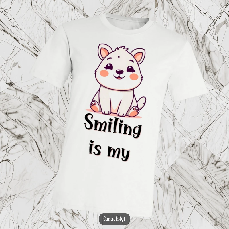 Cute animal with a friendly, welcoming grin, a humorous design for t-shirts.