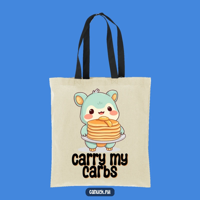 Funny Pancake Creature Tote Bag: Carry Smiles and Breakfast Goodies!
