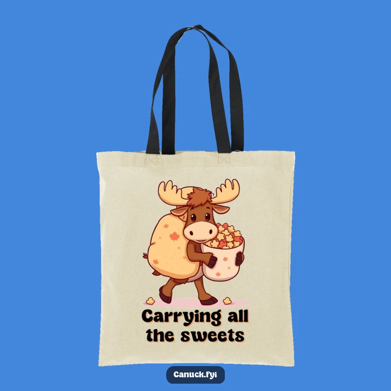 Funny Moose Tote Bag: Carry Your Sweets, Clumsy Design, Stylish Humorous Gift