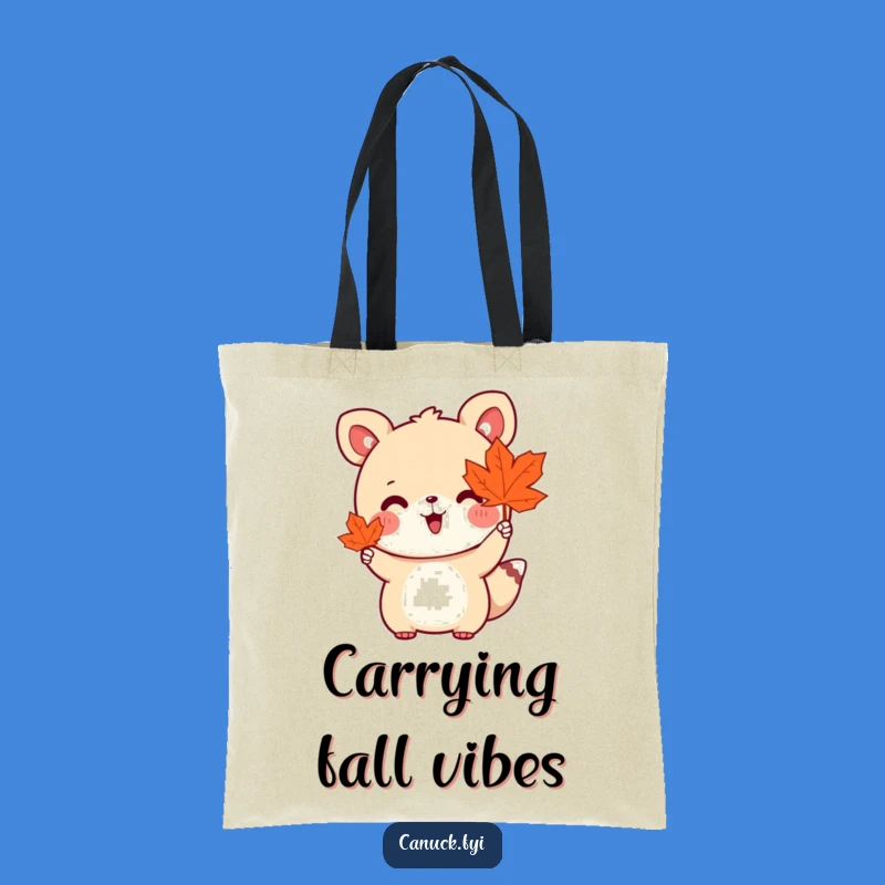 Funny Cute Animal Tote Bag - Maple Leaf Waving Accessory