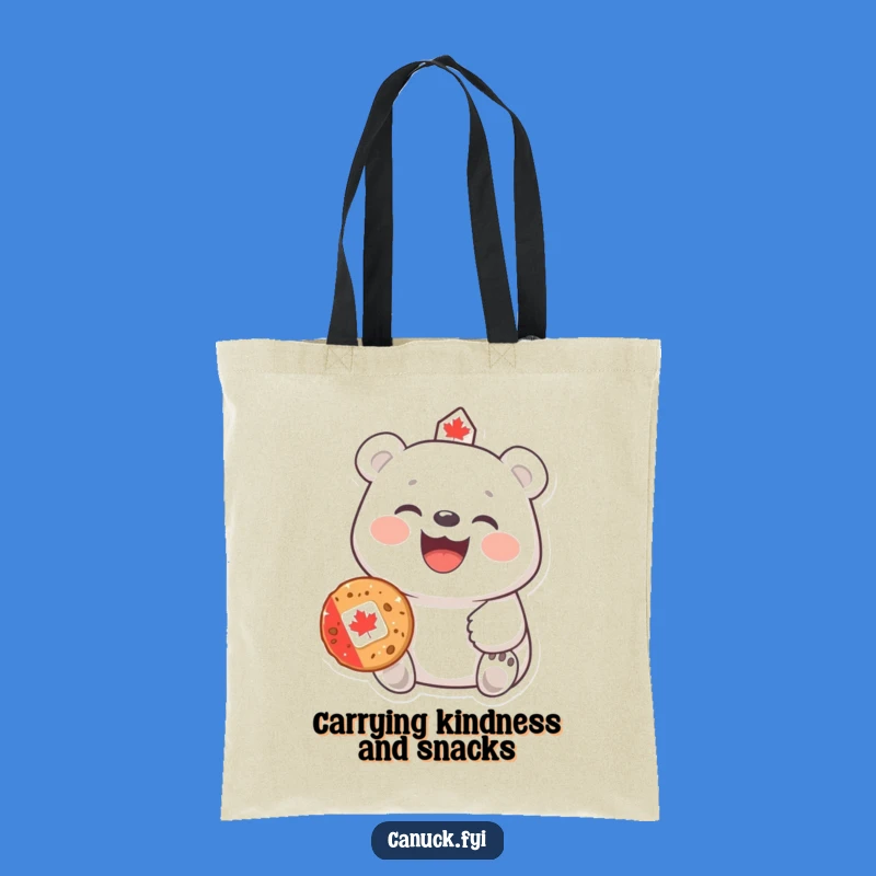 Funny Polar Bear Tote Bag: Carry Canadian Treats, Hearty Laugh Design, Stylish Humorous Gift