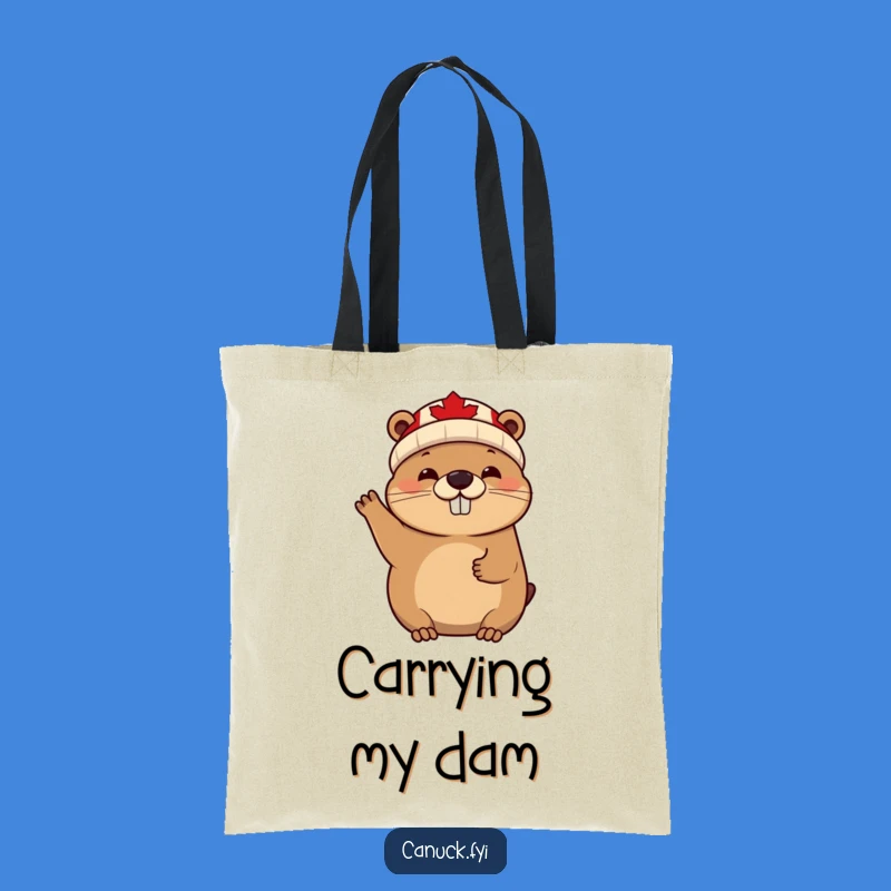 Funny Beaver Tote Bag: Cheerful Canadian Animal Carryall for Daily Fun!