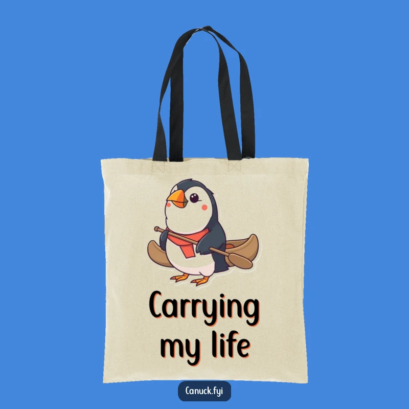 Funny Puffin Canoe Tote Bag - Durable Determined Character Accessory