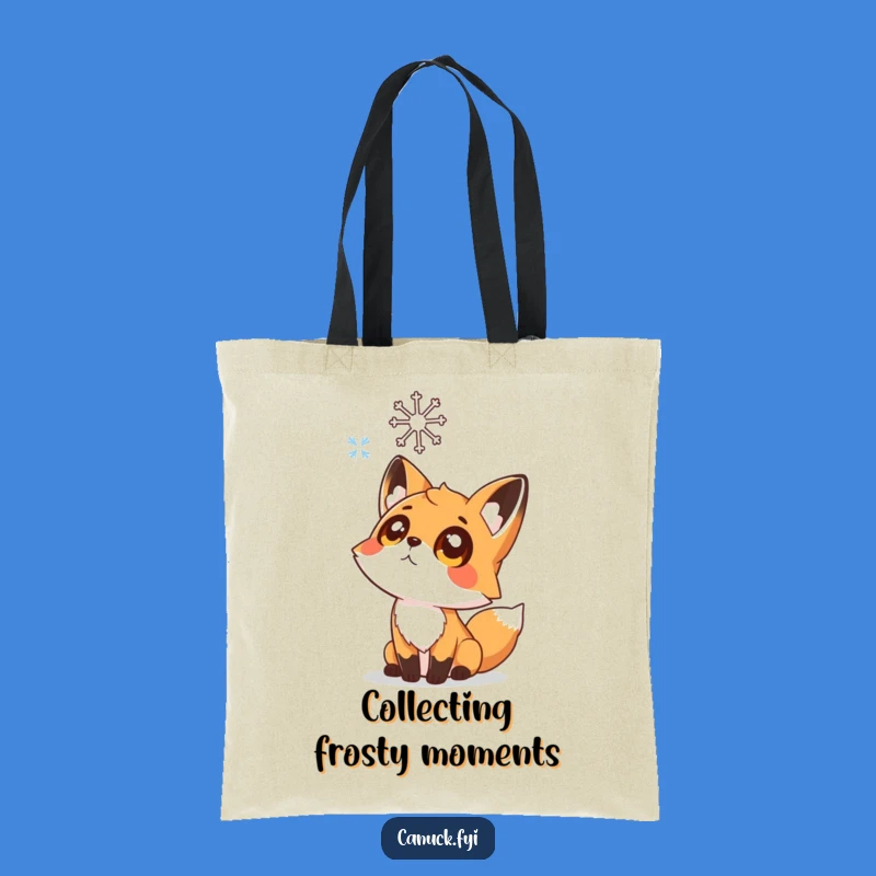 Funny Fox Tote Bag: Charming Winter Accessory with a Curious Fox & Snowflake