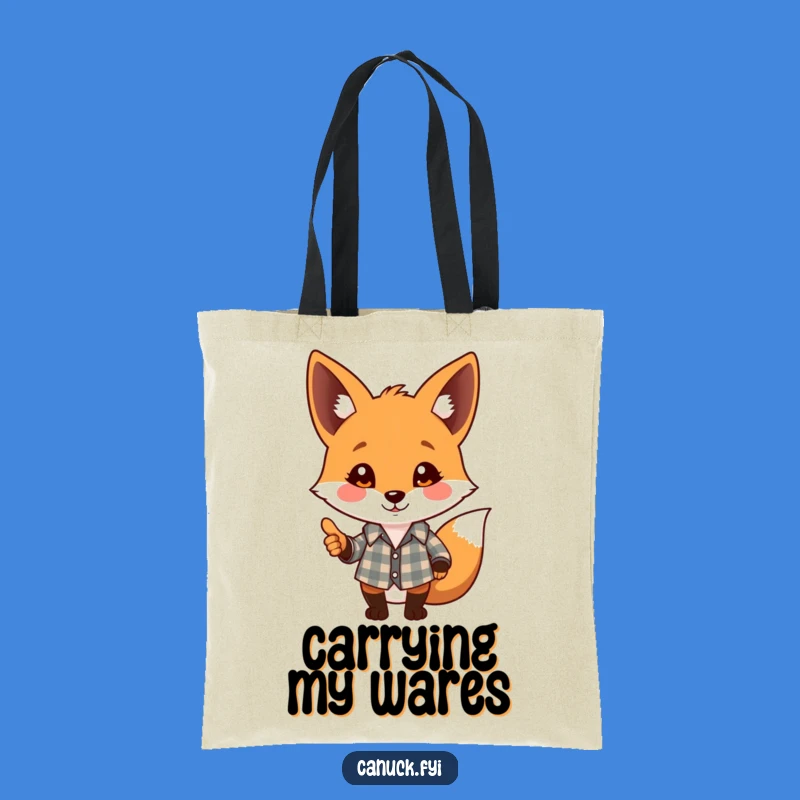 Funny Fox Plaid Tote - Playful Pal Bag, Eco-Friendly Gift