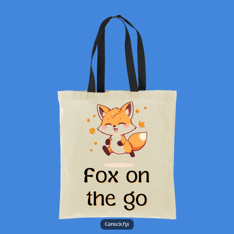 Funny Fox Tote Bag: Joyful Maple Leaf Leap - Chic Nature Accessory