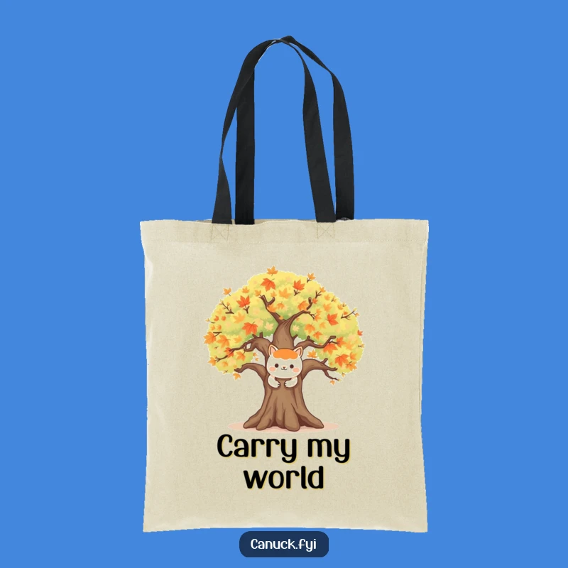 Funny Maple Tree Tote Bag: Animal Hug, Handy Nature Gift
