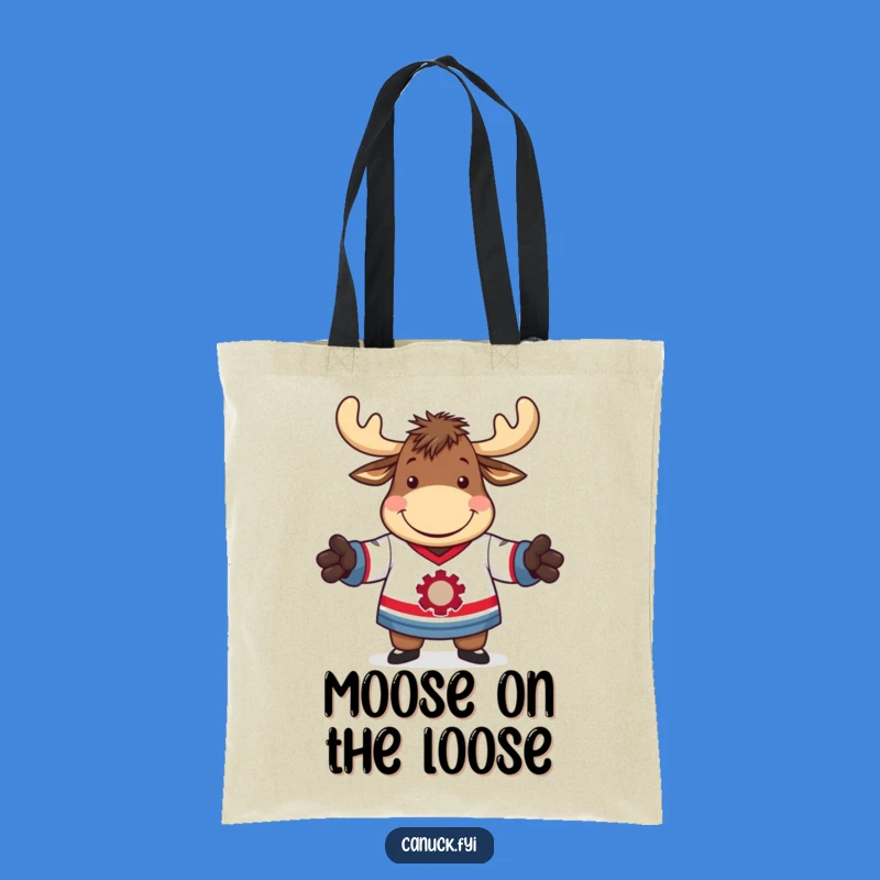 Funny Moose Tote Bag - Hilarious Hockey Jersey Accessory for Shoppers