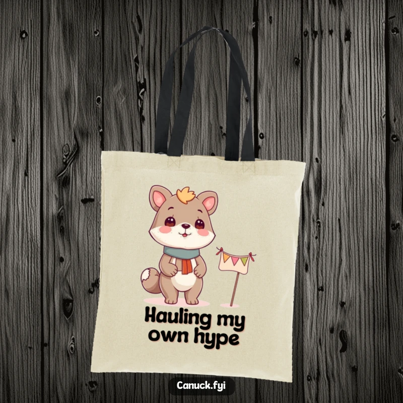 Funny proud animal banner tote bag, ideal for carrying essentials and showcasing a celebratory spirit.