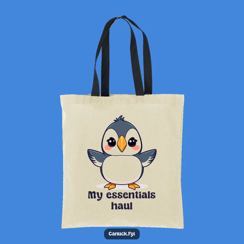 Funny Puffin Toque Tote Bag - Winking Bird Accessory for Stylish Errands