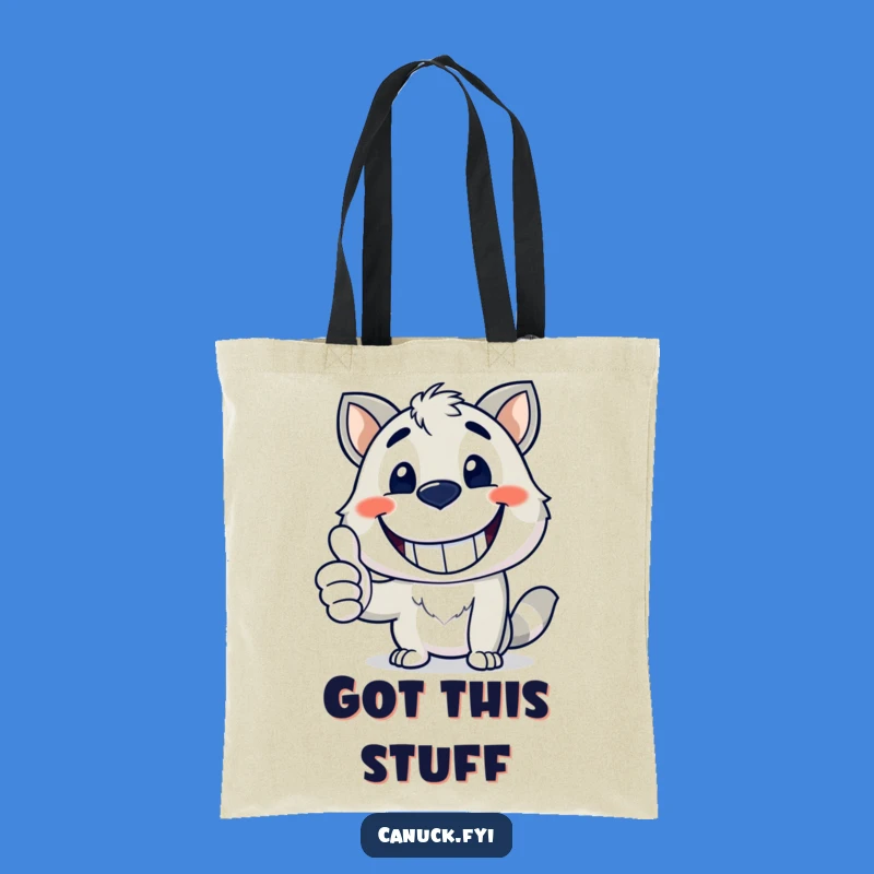 Funny Mascot Tote Bag - Happy Grin Thumbs Up, Everyday Carry Gift
