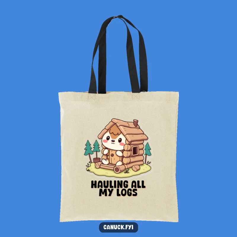 Funny Animal Tote Bag: Carry Your Projects with this Hilarious Cabin Builder